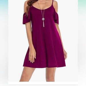 NWOT Spaghetti Strap Ruffle Sleeve Cold Shoulder Casual dress size large